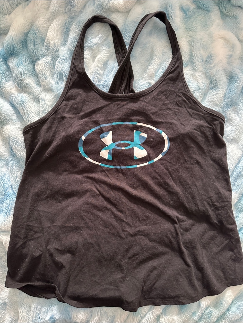 Under Armour Black Tank with Blue Camo Logo